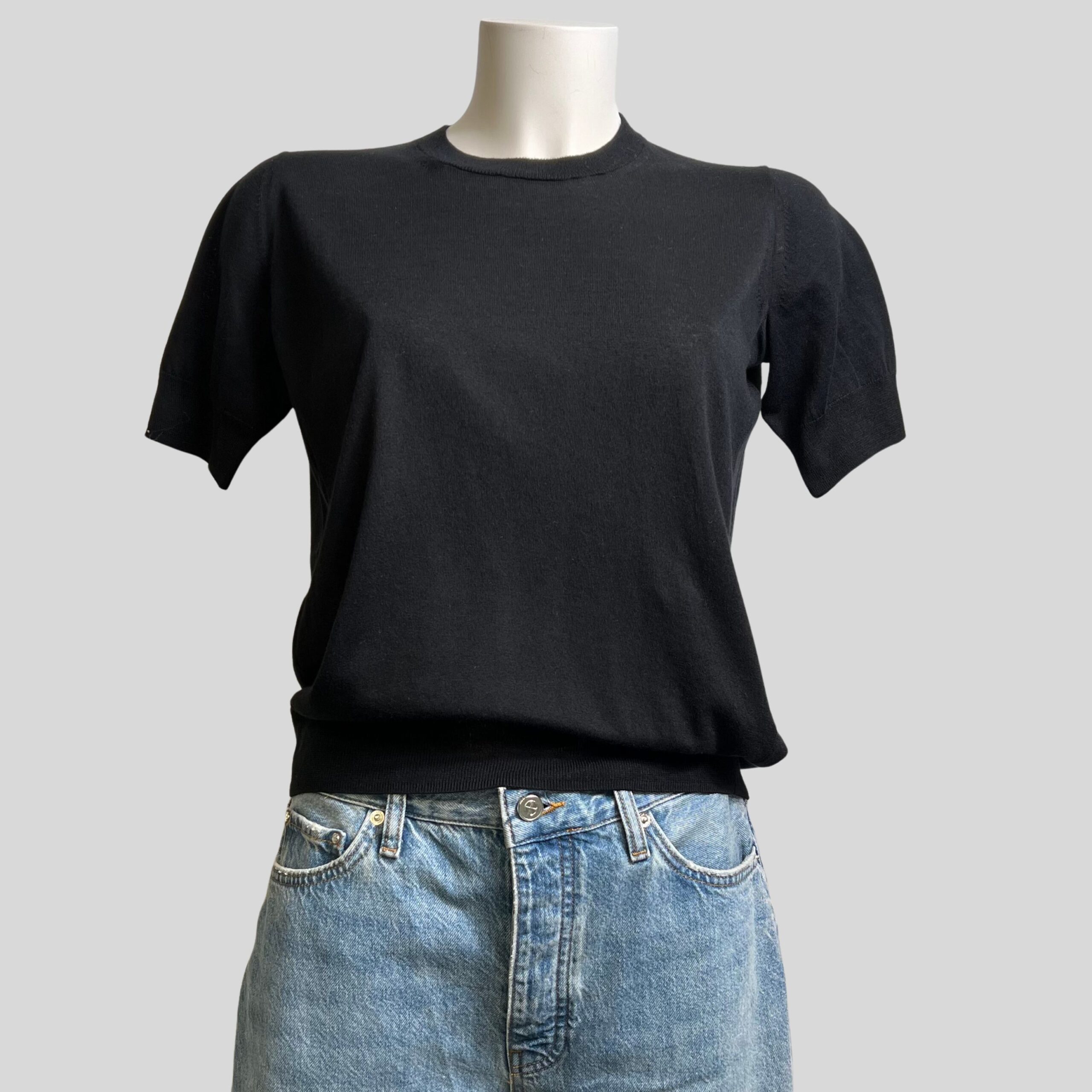 C.T.PLAGE - Pull Maille Fine En Coton Et Soie Noir