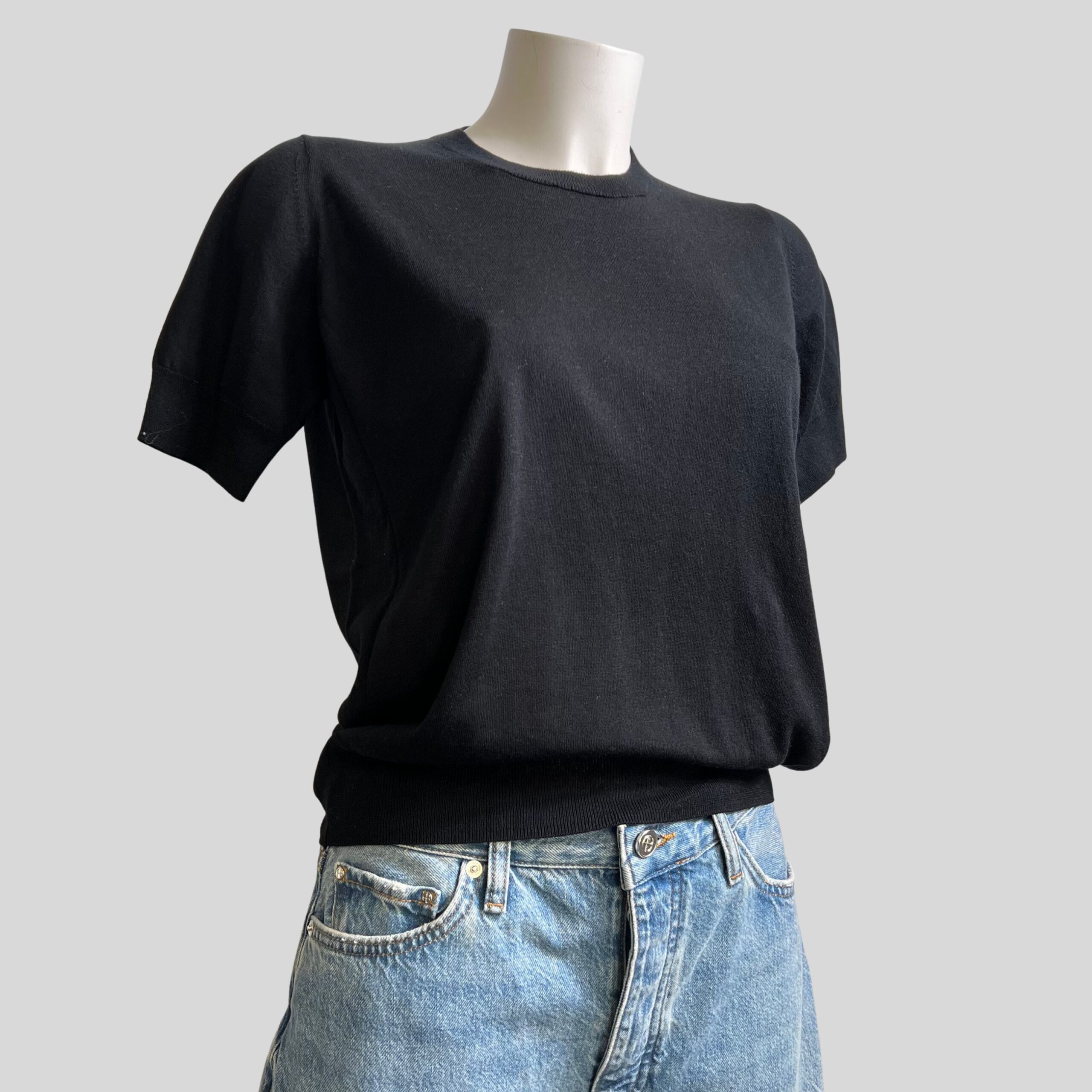 C.T.PLAGE - Pull Maille Fine En Coton Et Soie Noir – Image 2