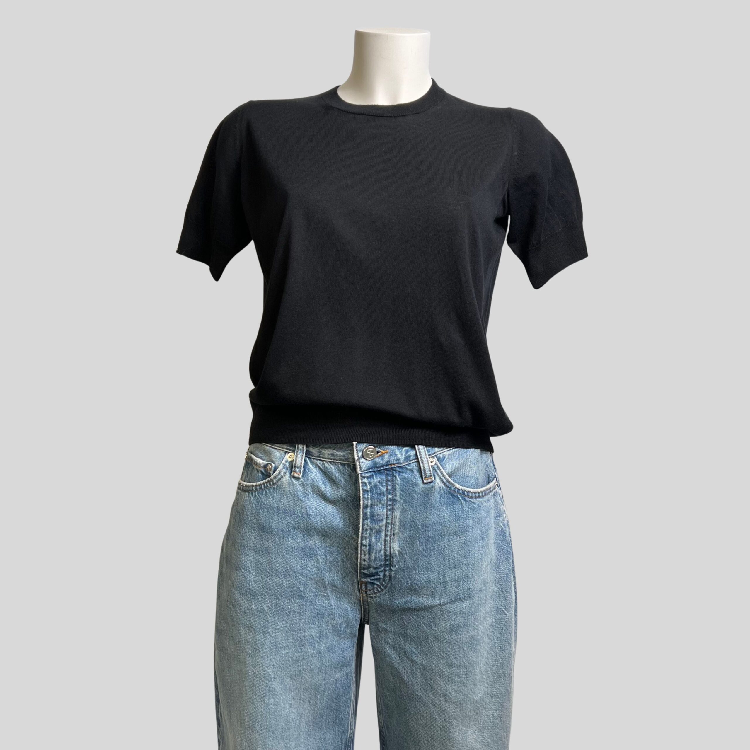 C.T.PLAGE - Pull Maille Fine En Coton Et Soie Noir – Image 3