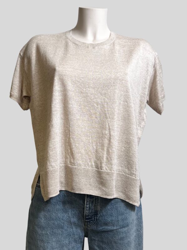 C.T.PLAGE - Pull Demi-Manche En Lin Beige