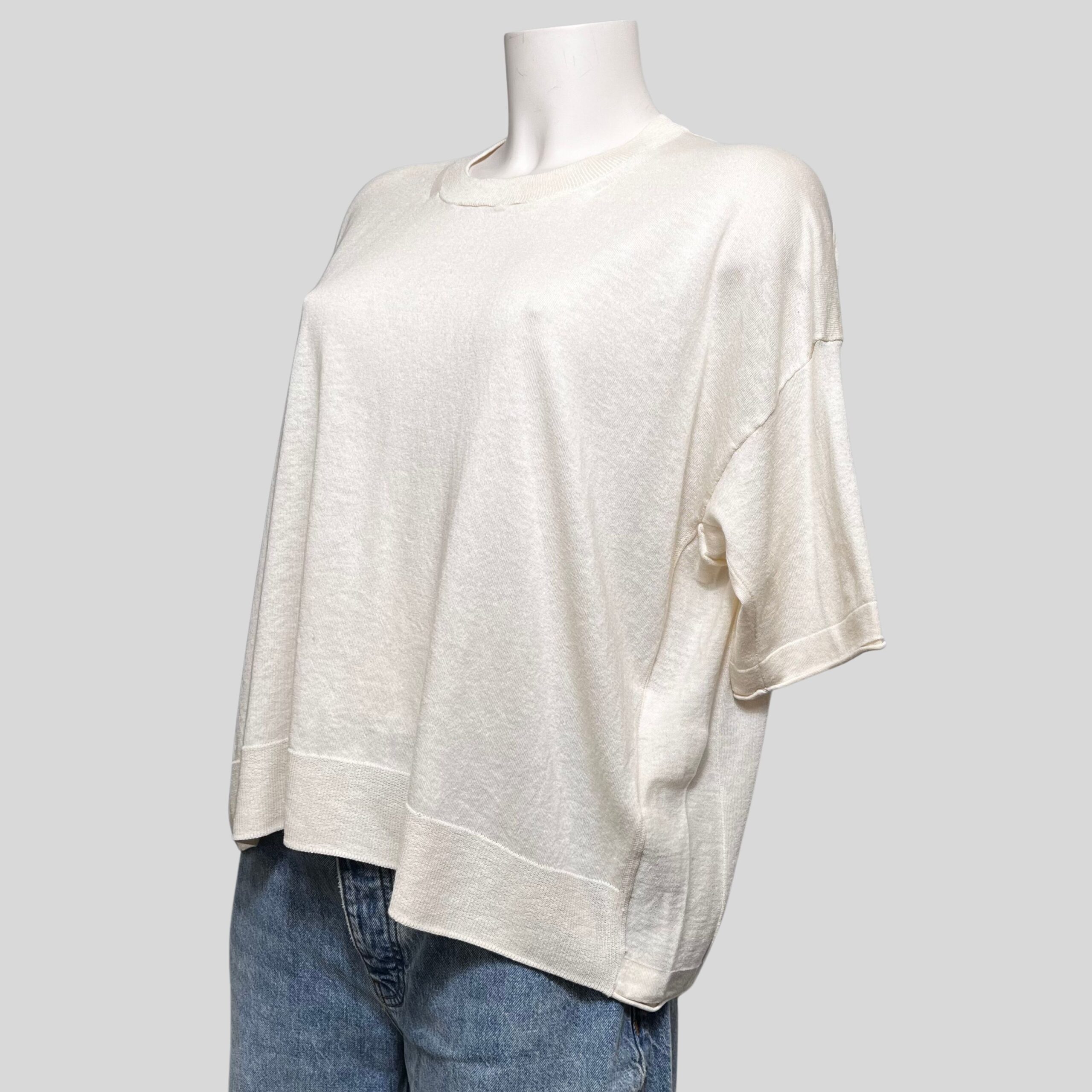 C.T.PLAGE - Pull Manches Mi-Longues Blanc En Coton Et Soie – Image 2